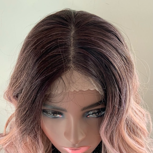28” Ombre Pearl Pink 4x4 Lace Front Synthetic Wig - Picture 3 of 16